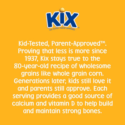 Kix Whole Grain Breakfast Cereal – Kid Tested Lunchbox Add-In for Picky Eaters, 18 oz