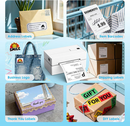 KNAON Pink Thermal Label Printer – 4x6 Bluetooth Shipping Label Maker with Stylish Design for Boutique Home Studios and Pop-Up Shop Booths