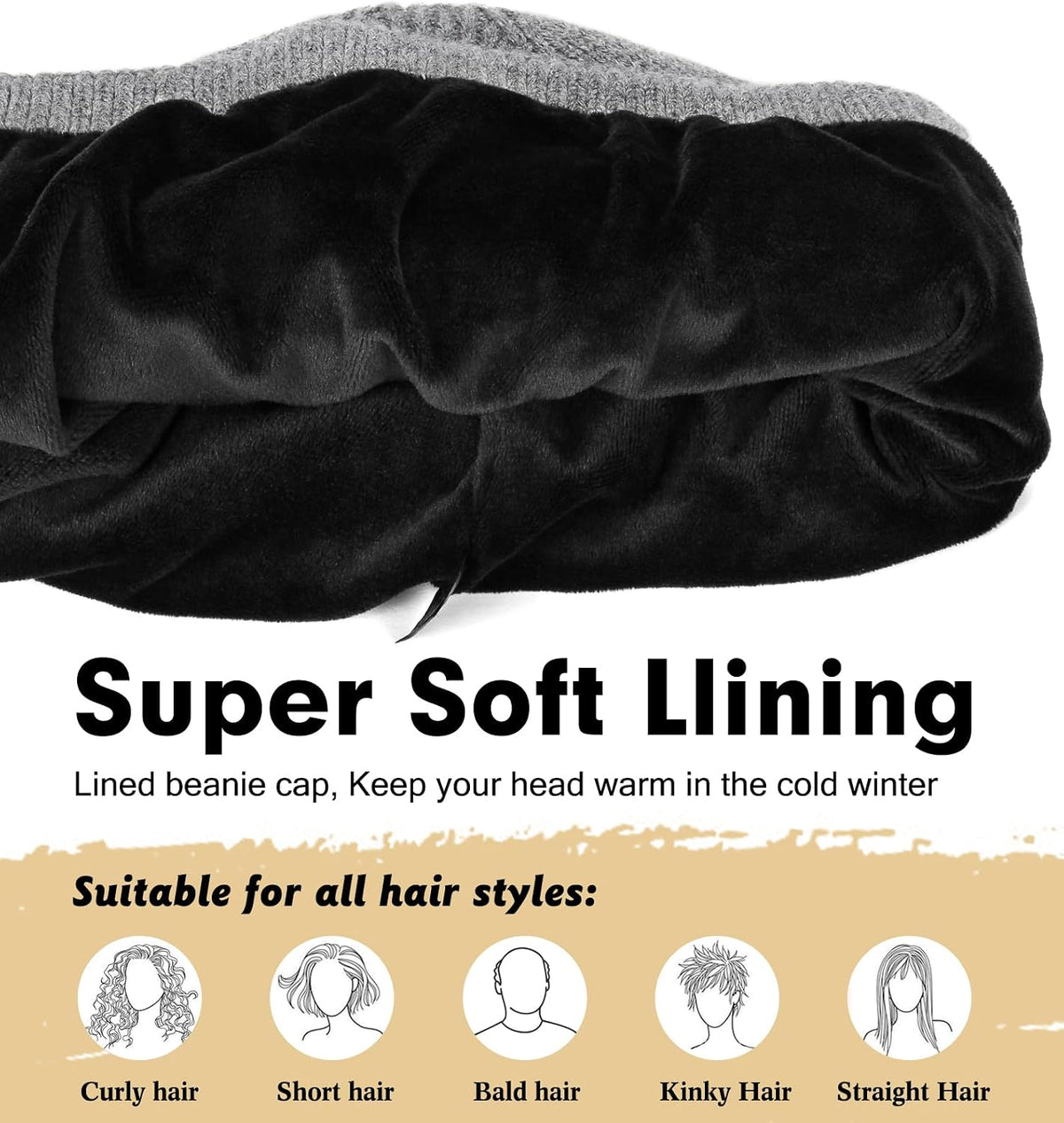 knit outer construction in a stretchable one-size fit