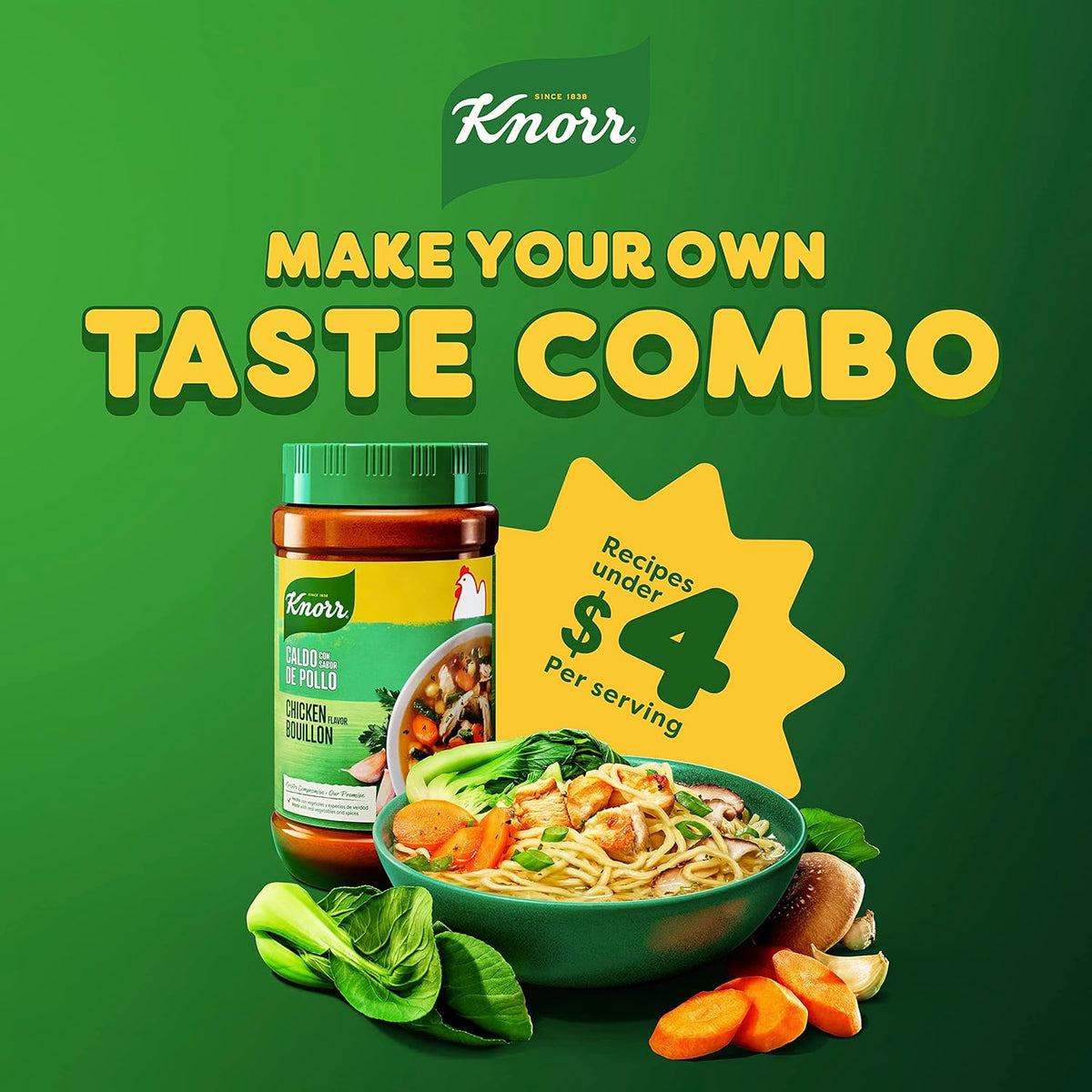 Knorr Chicken Bouillon Granules – Easy-Mix Broth Base for Kid-Safe Cooking and Meal Prep, 32 oz