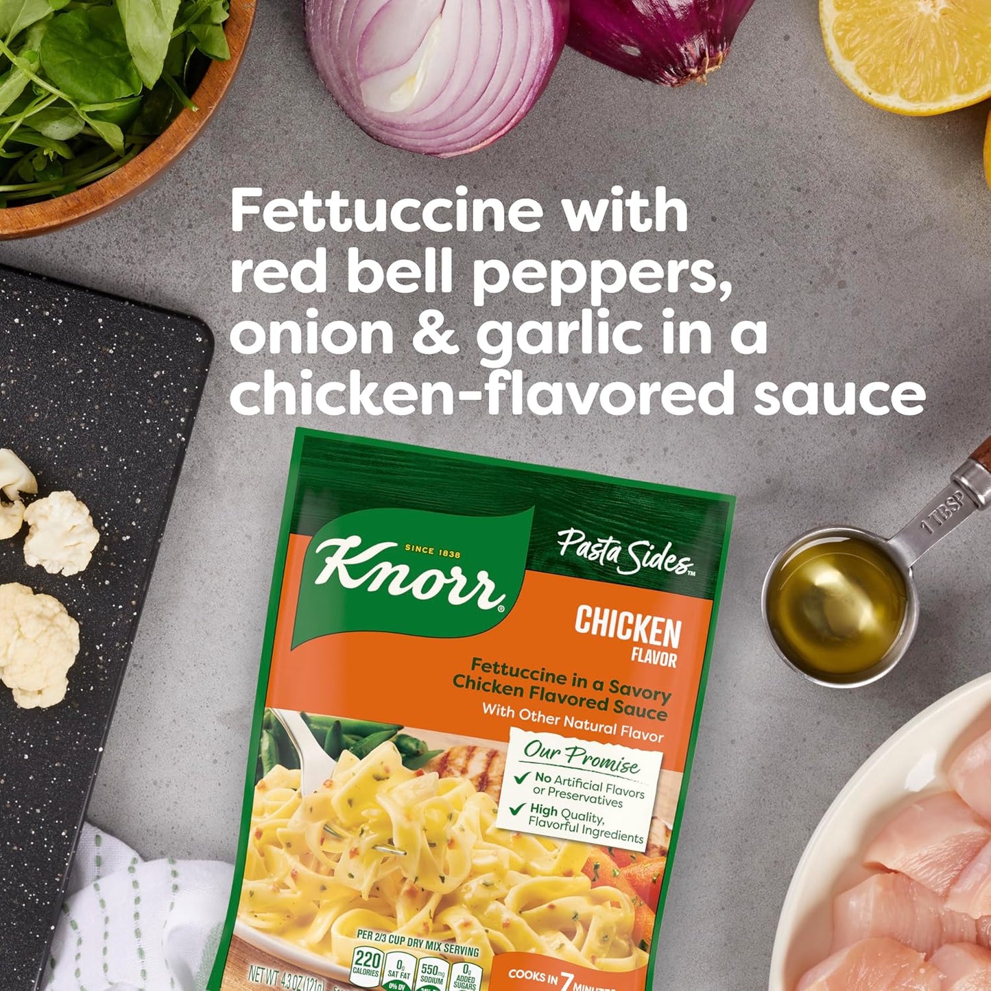 Knorr Pasta Sides Chicken Fettuccine 4.3 oz – One-Pot Microwave Pasta for Focused Home Office Evenings