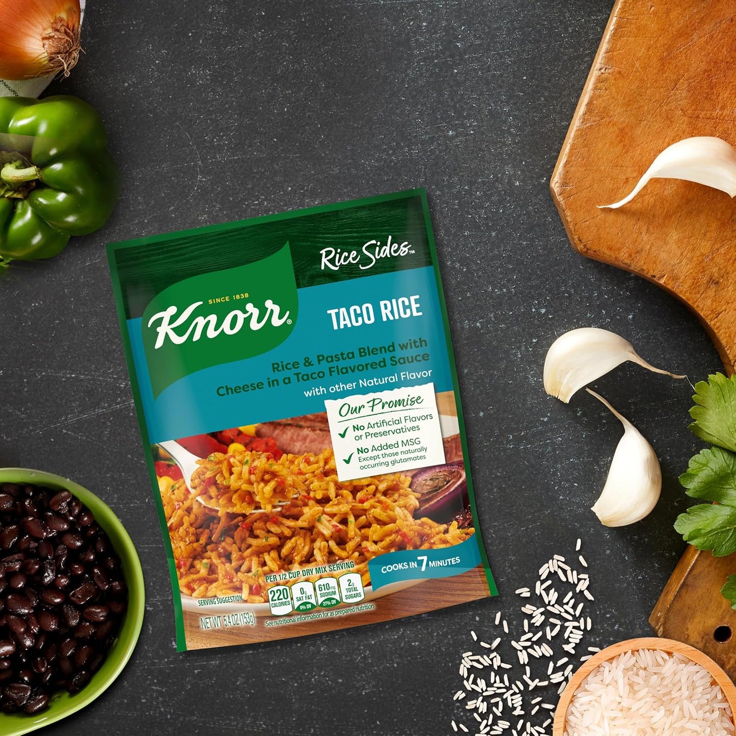 Knorr Rice Sides Taco Rice Lightweight Emergency Pantry Side for Outdoor Travel, 5.4 oz