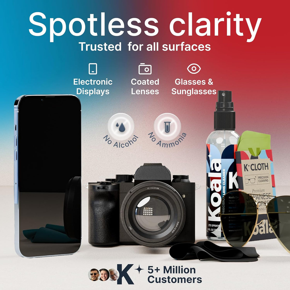 Koala Minimalist Lens Cleaning Spray with Neutral Microfiber – Less-is-More Countertop Essential