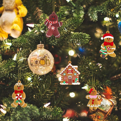 kockuu Gingerbread Man PVC Ornaments – Lightweight Hanging Accents for Kids' Christmas Activities