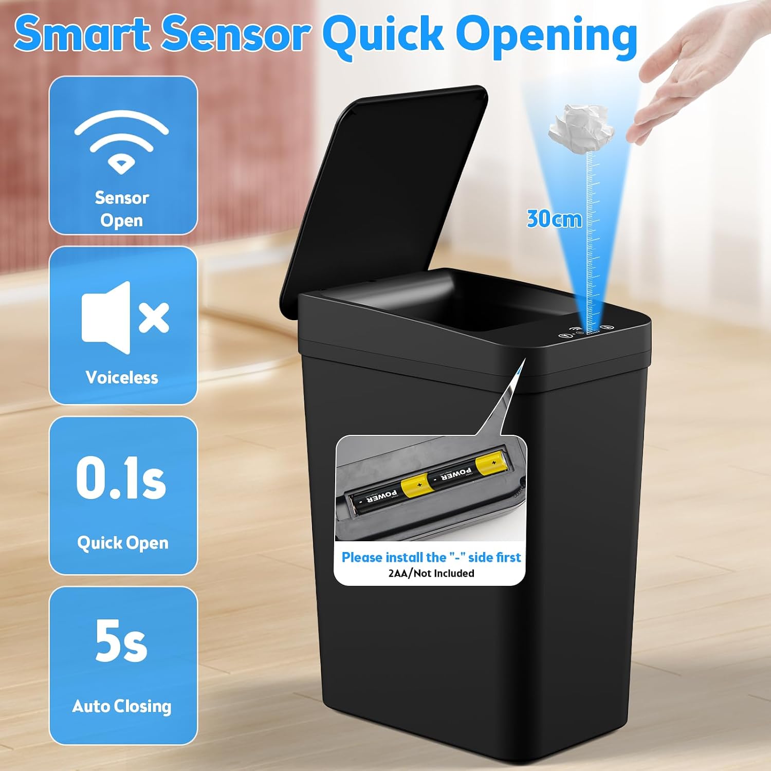 KOEYLE 2.2 Gallon Sensor Trash Bin – Smart Dorm Room Gift for College Students