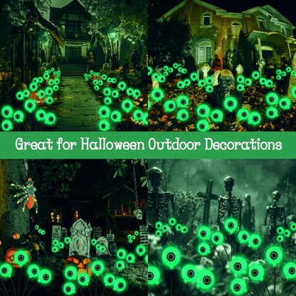 Kohlrabi Halloween Solar Lights – 4 Pack Outdoor Garden & Yard Pathway Glow, Wind-Activated Swaying Eyeball Stakes for Open-Air Parties