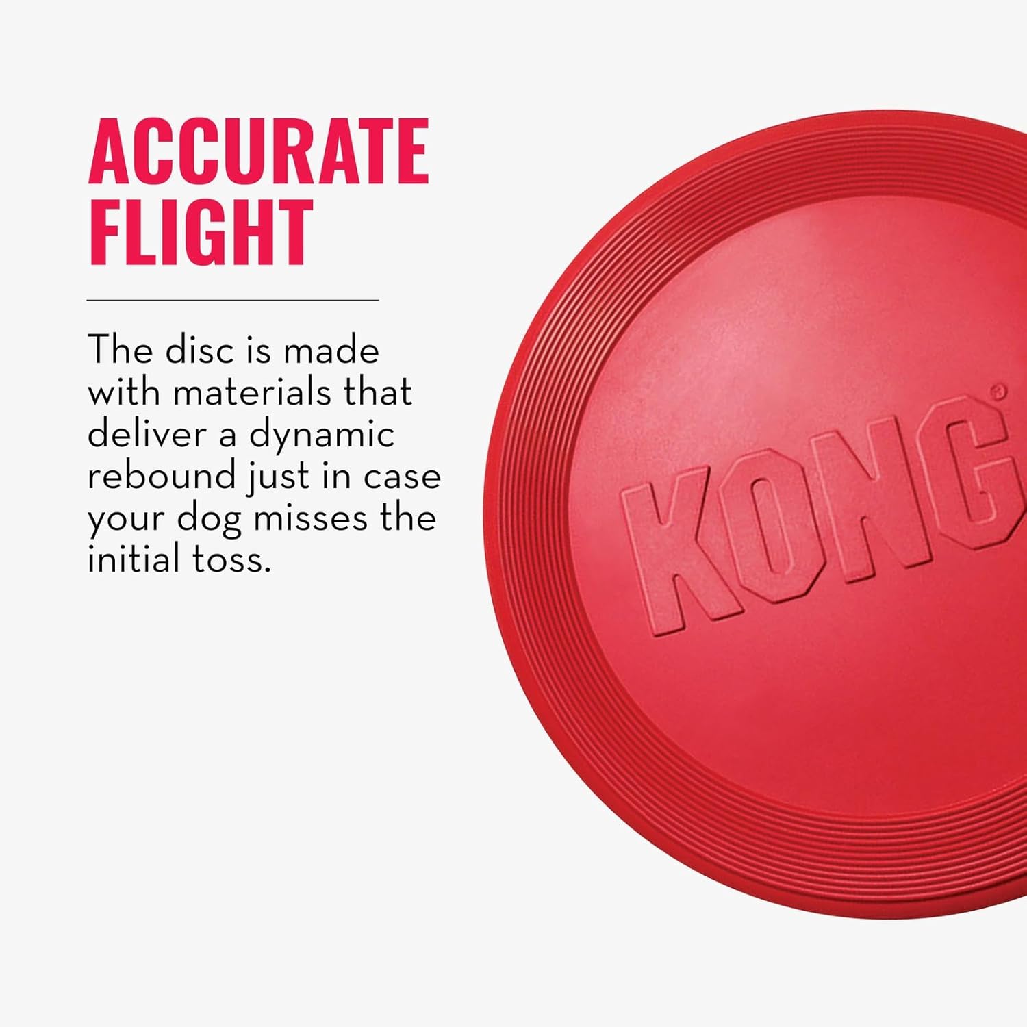 KONG Flyer Forgiving Rubber Fetch Disc for Rough-Playing Dogs, Safer Outdoor Dog Toy for Daily Exercise