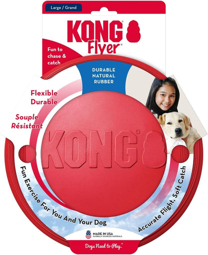 KONG Flyer Forgiving Rubber Fetch Disc for Rough-Playing Dogs, Safer Outdoor Dog Toy for Daily Exercise