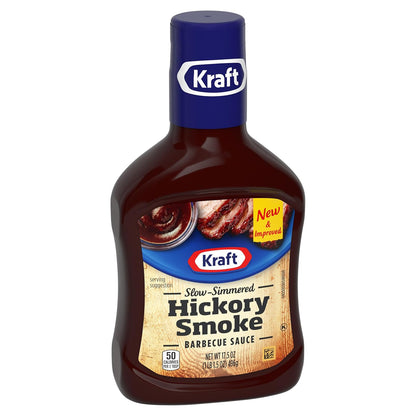 Kraft Hickory Smoke Slow-Simmered Barbecue Sauce, 17.5 oz Bottle – Outdoor Cookout Sauce for Chicken, Brisket, and Grill Parties