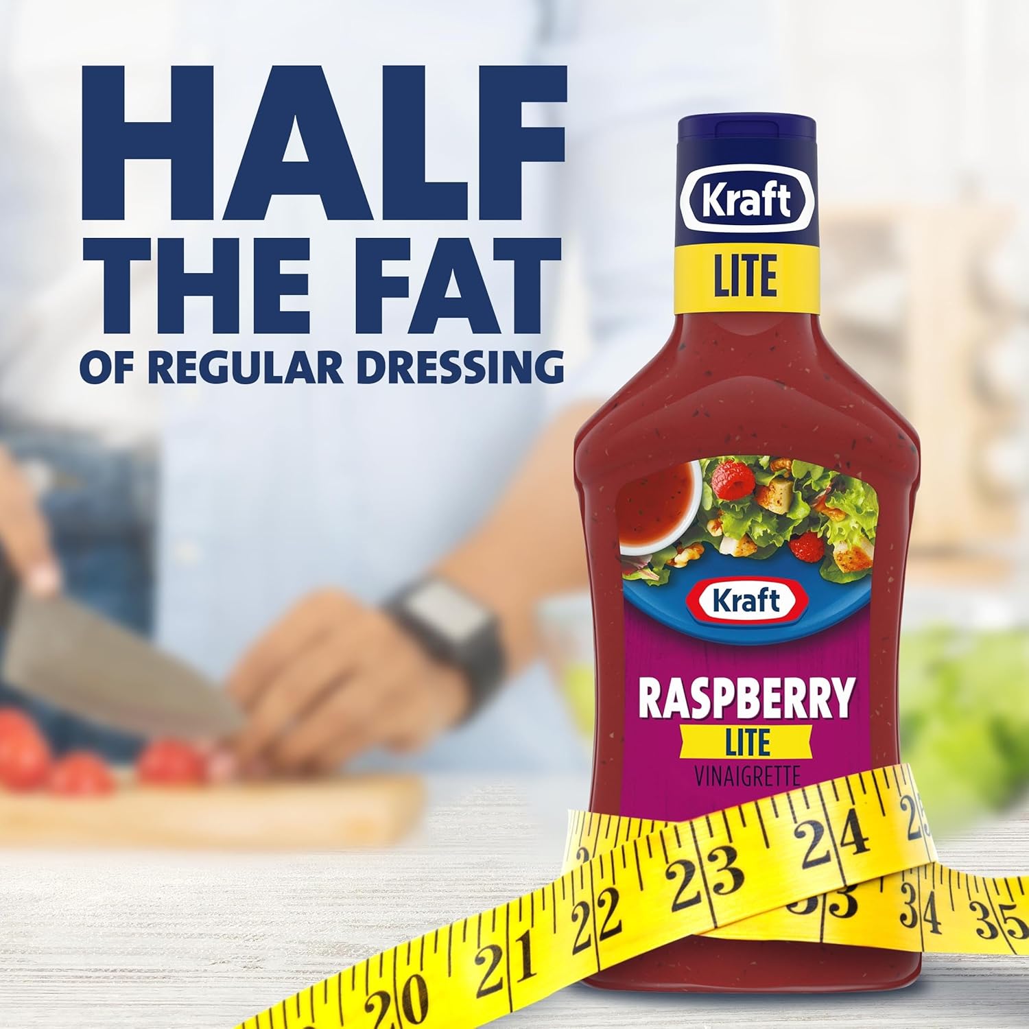Kraft Lite Balsamic Raspberry Vinaigrette – Clean-Label Dressing for Weight Management and Spinach Salads, 16 fl oz