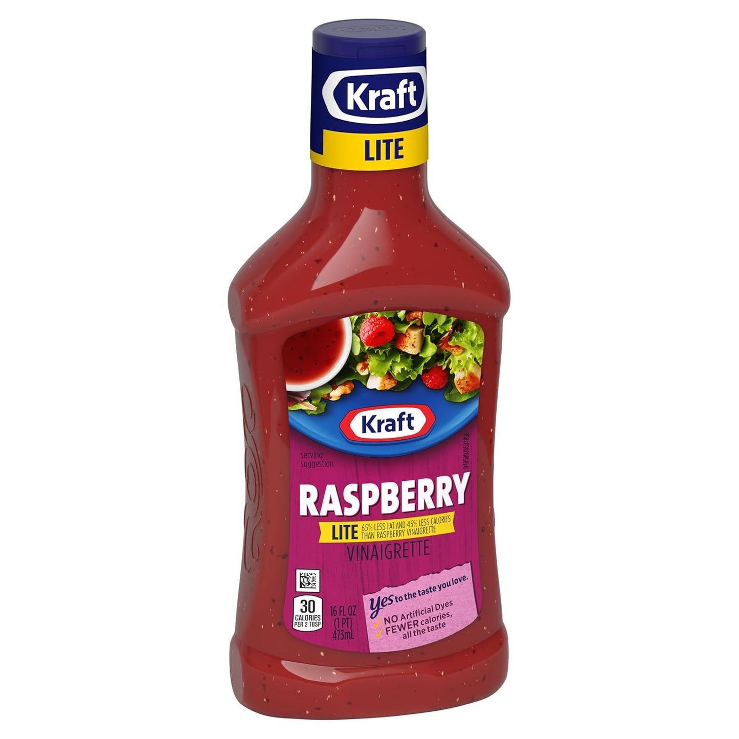 Kraft Lite Balsamic Raspberry Vinaigrette – Clean-Label Dressing for Weight Management and Spinach Salads, 16 fl oz