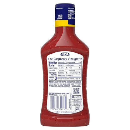 Kraft Lite Balsamic Raspberry Vinaigrette – Clean-Label Dressing for Weight Management and Spinach Salads, 16 fl oz