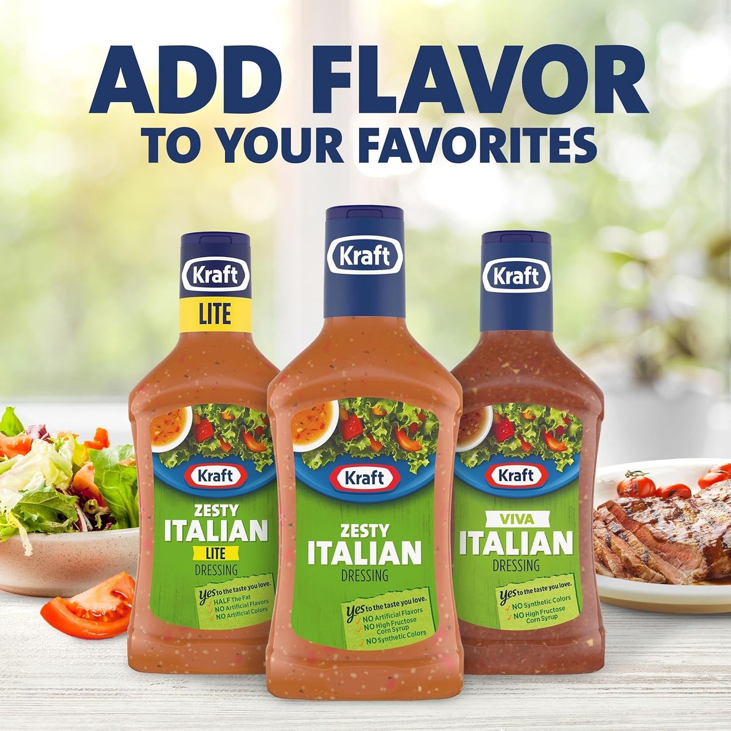 Kraft Zesty Italian Dressing – Picnic Ready Marinade for Grilled Chicken and Veggies