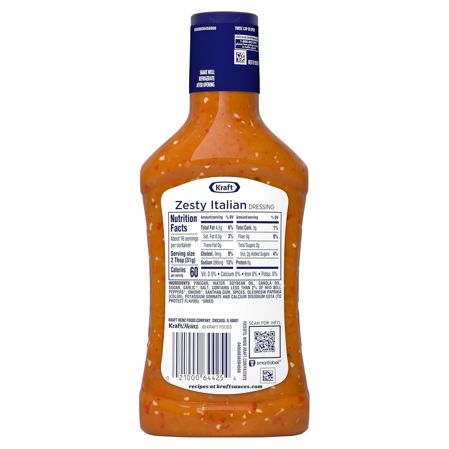 Kraft Zesty Italian Dressing – Picnic Ready Marinade for Grilled Chicken and Veggies