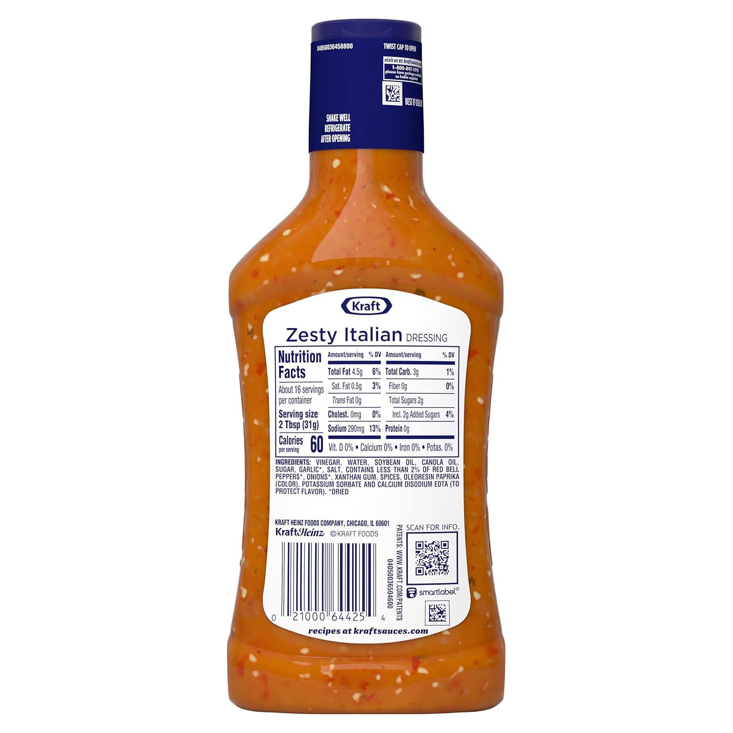 Kraft Zesty Italian Dressing – Picnic Ready Marinade for Grilled Chicken and Veggies
