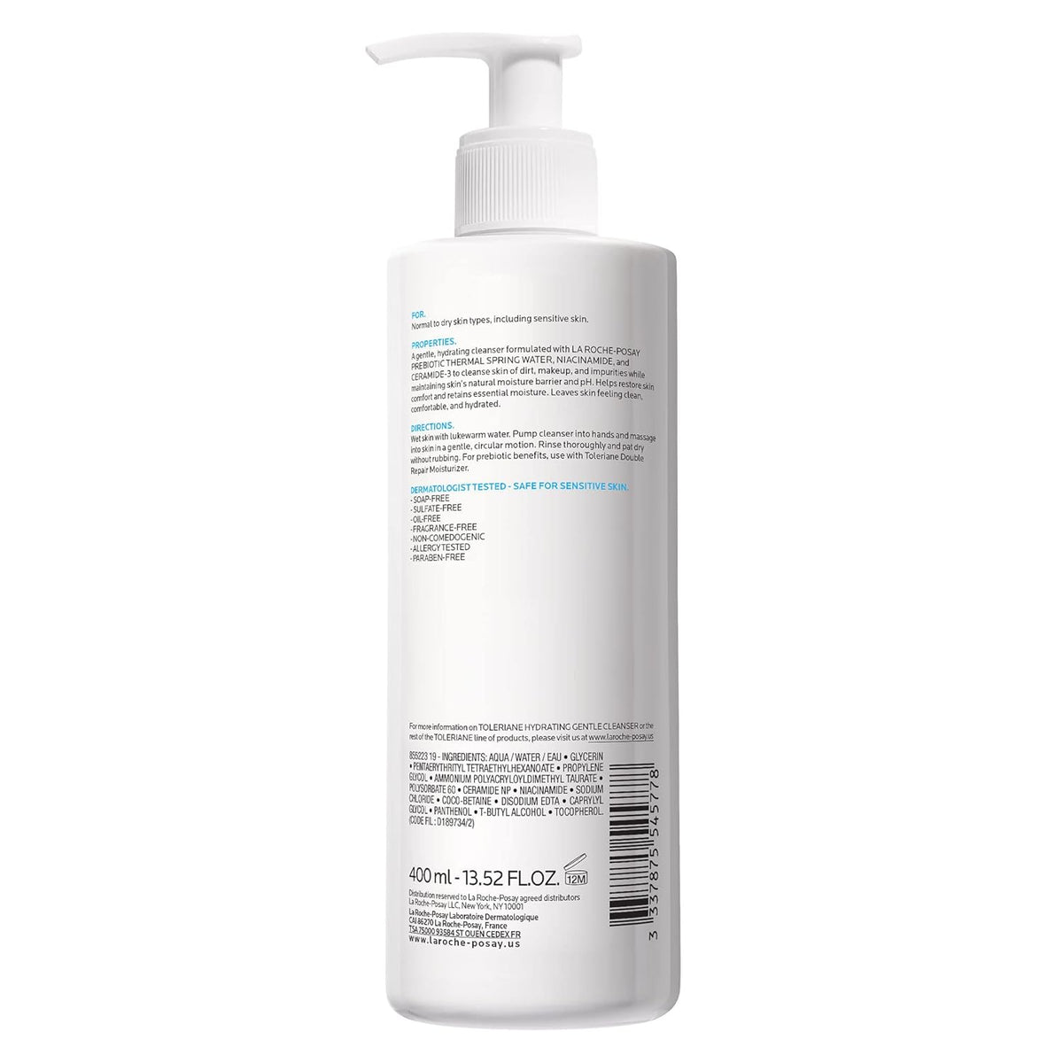 La Roche-Posay Toleriane Hydrating Facial Wash – Clean, Gentle Formula for Reactive Skin Types