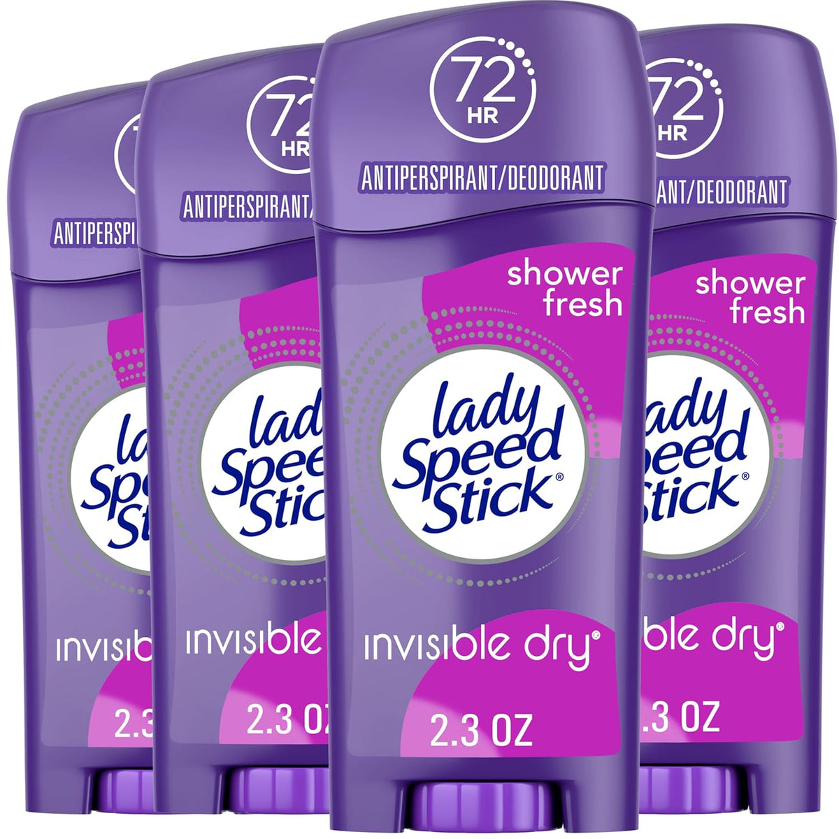 Lady Speed Stick Antiperspirant for Women – Shower Fresh Scent for a Calming Nightly Self-Care Ritual, 2.3 oz Stick (4 Pack)