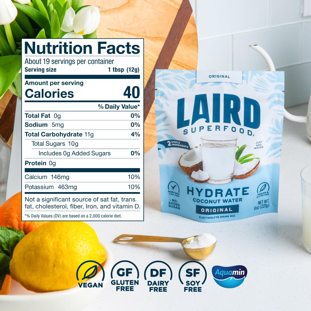 Laird Superfood HYDRATE Single-Serve Coconut Water Sticks for Hiking, Backpacking, and Trail Hydration