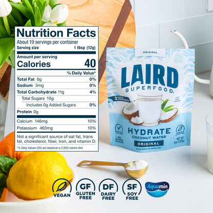 Laird Superfood HYDRATE Single-Serve Coconut Water Sticks for Hiking, Backpacking, and Trail Hydration