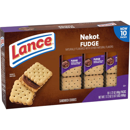 Lance Nekot Fudge Sandwich Cookies, Grab-and-Go Afternoon Snack Packs for the Home Office and Workspaces