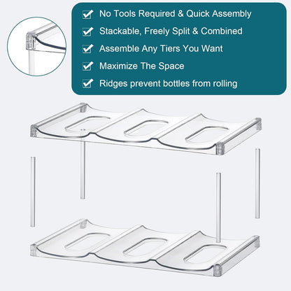 Large Compartment Stackable Bottle Holder – Understated Clear Organizer for Capsule Pantry, Streamlined Counter, and Spa-Style Bathroom