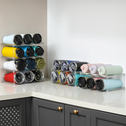 Large Compartment Stackable Bottle Holder – Understated Clear Organizer for Capsule Pantry, Streamlined Counter, and Spa-Style Bathroom