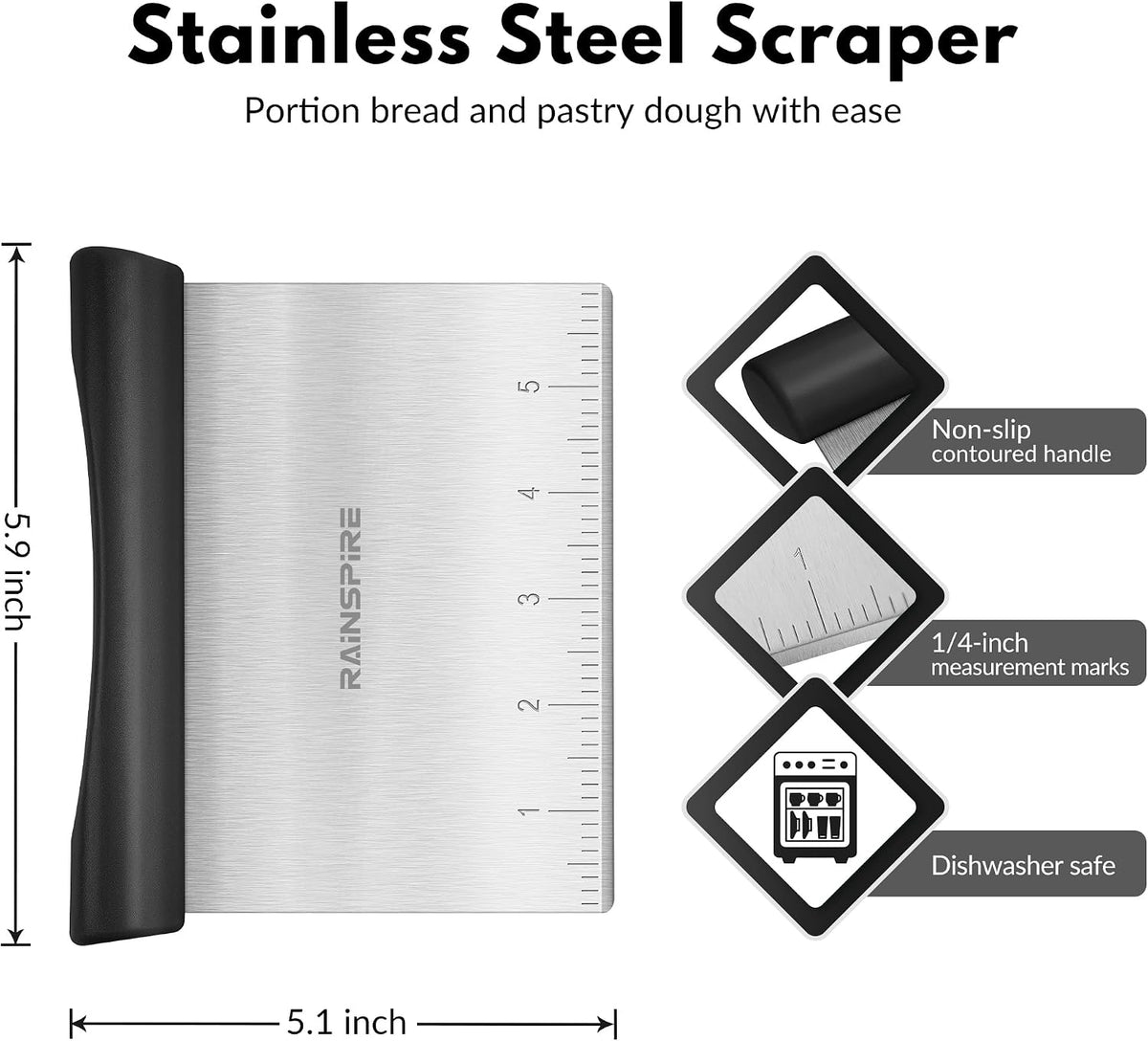 laser-style measurement marks from 1 to 6 inches in 1/4 inch increments along the blade edge