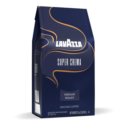 Lavazza Super Crema Ground Coffee, Medium Roast, Background Aroma and Steady Caffeine for Remote Work Mornings, 32 oz Bag for Espresso and Drip