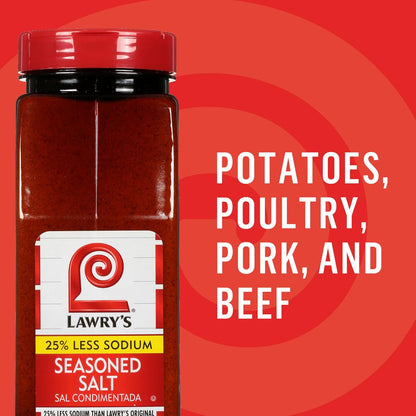 Lawry's 25% Less Sodium Seasoned Salt – Time-Saving Multi-Spice Blend for Professional Chefs, Fast Service and Consistent Flavor