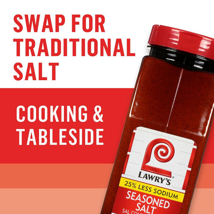 Lawry's 25% Less Sodium Seasoned Salt – Time-Saving Multi-Spice Blend for Professional Chefs, Fast Service and Consistent Flavor