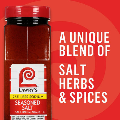 Lawry's 25% Less Sodium Seasoned Salt – Time-Saving Multi-Spice Blend for Professional Chefs, Fast Service and Consistent Flavor