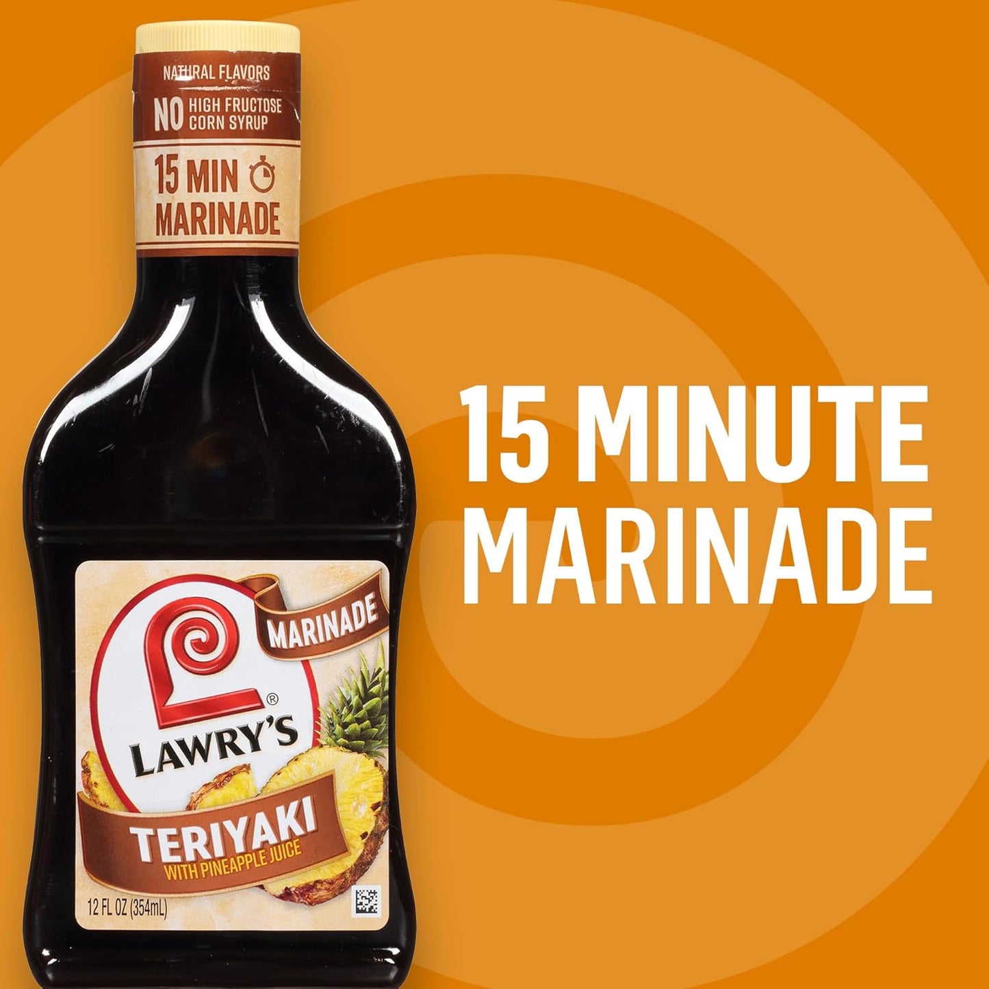 Lawry's Teriyaki With Pineapple Juice Marinade – Portable Pour Bottle for Tailgates and Outdoor Dinners, 12 fl oz
