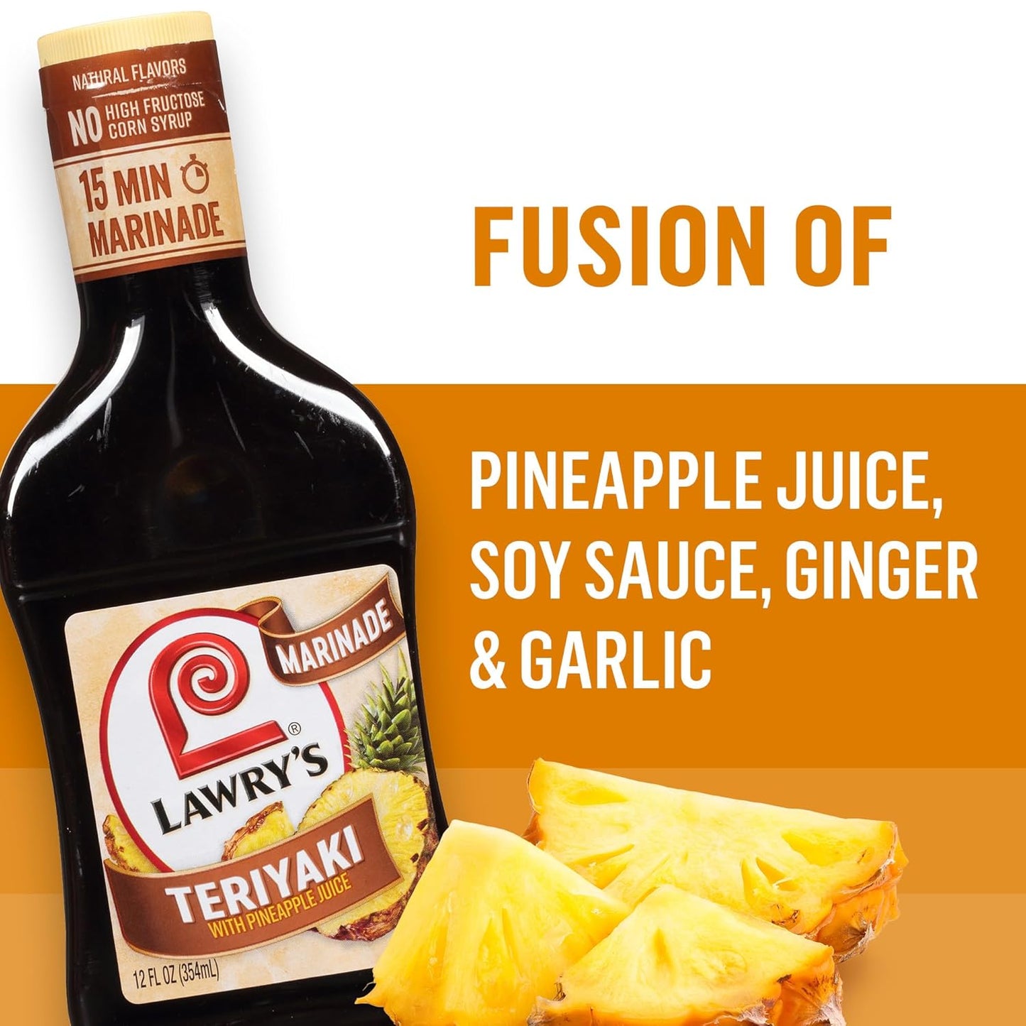 Lawry's Teriyaki With Pineapple Juice Marinade – Portable Pour Bottle for Tailgates and Outdoor Dinners, 12 fl oz
