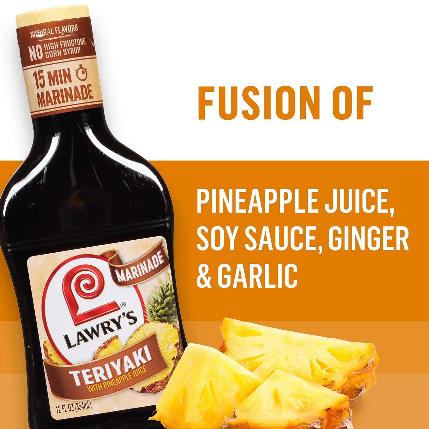 Lawry's Teriyaki With Pineapple Juice Marinade – Portable Pour Bottle for Tailgates and Outdoor Dinners, 12 fl oz