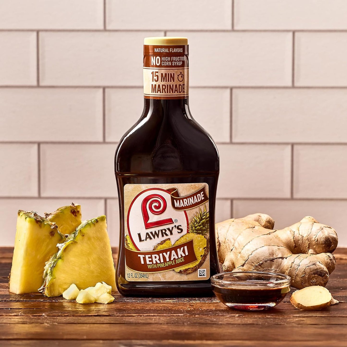 Lawry's Teriyaki With Pineapple Juice Marinade – Portable Pour Bottle for Tailgates and Outdoor Dinners, 12 fl oz