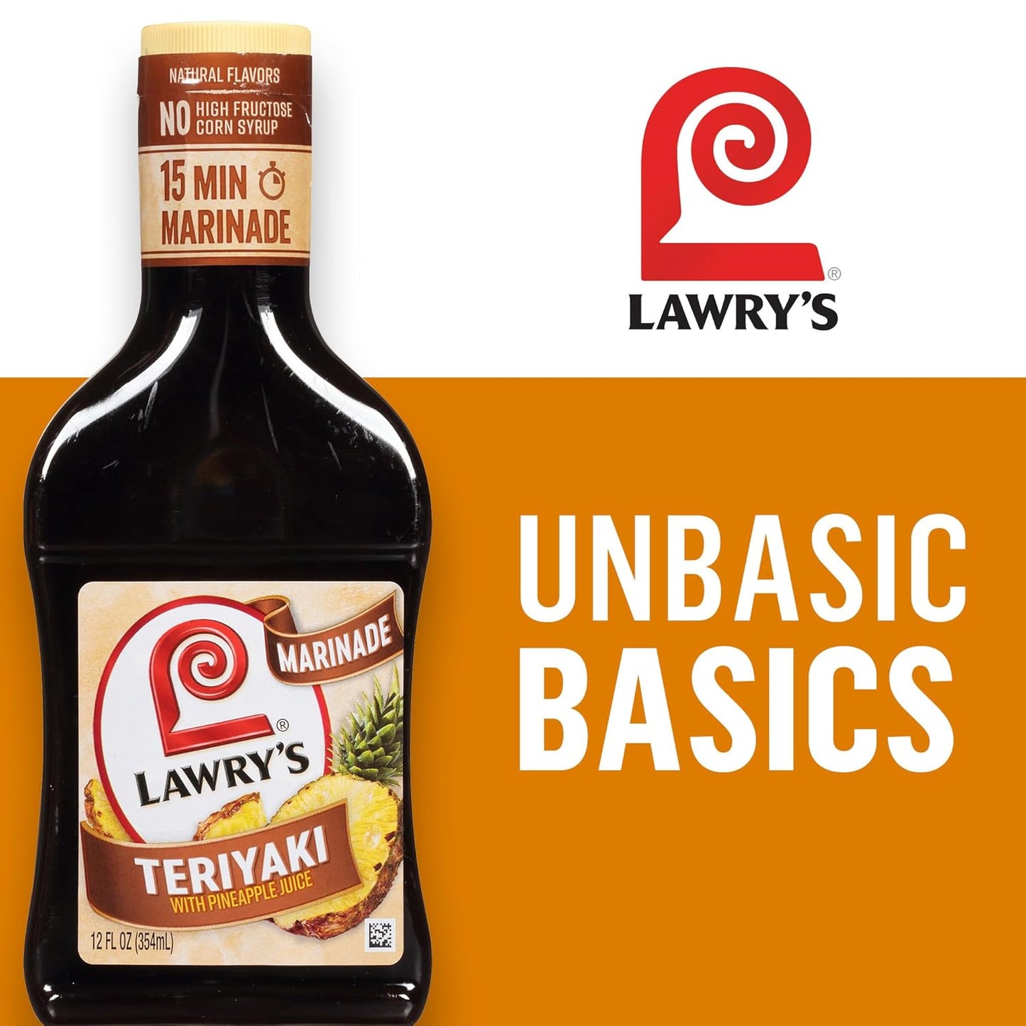Lawry's Teriyaki With Pineapple Juice Marinade – Portable Pour Bottle for Tailgates and Outdoor Dinners, 12 fl oz