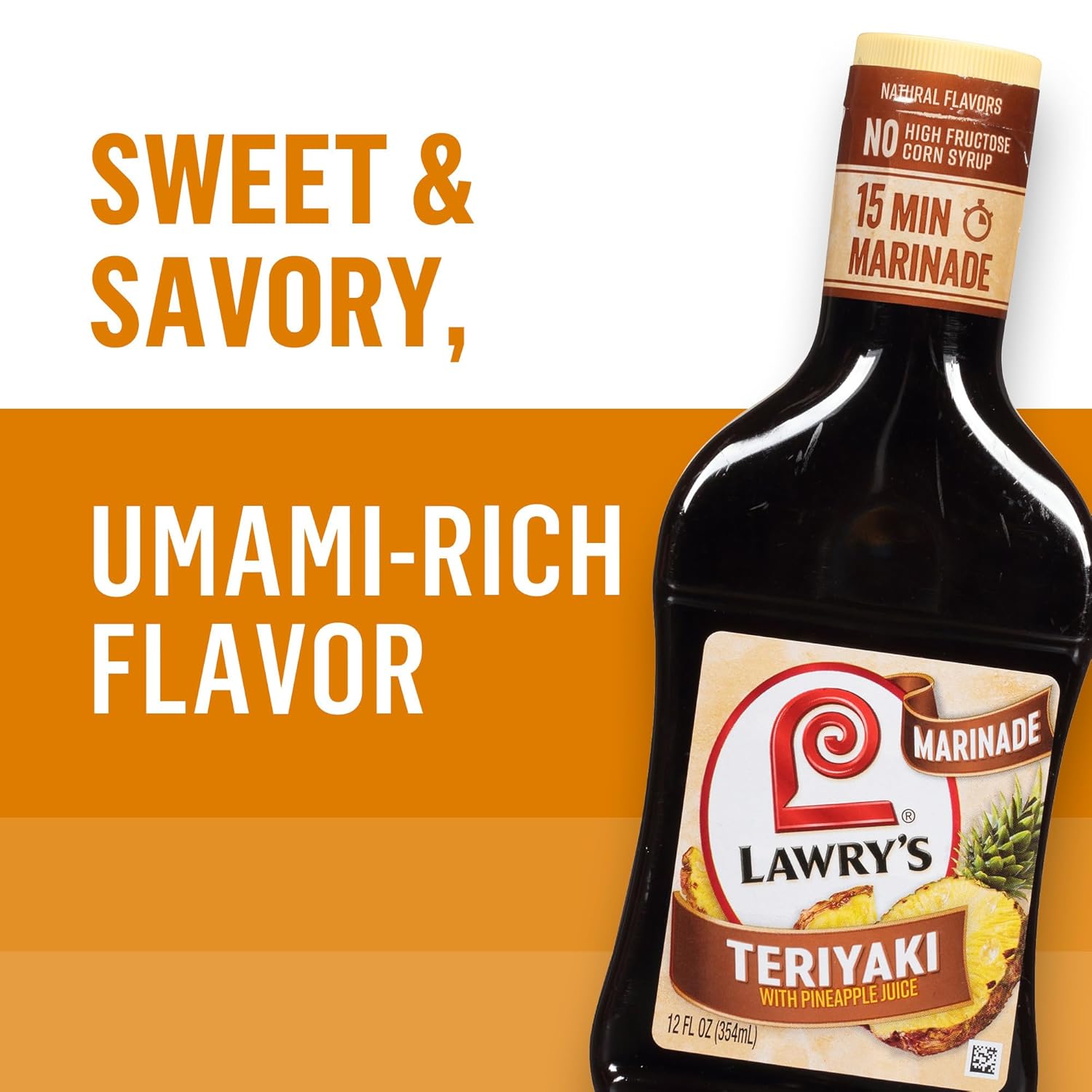 Lawry's Teriyaki With Pineapple Juice Marinade – Portable Pour Bottle for Tailgates and Outdoor Dinners, 12 fl oz