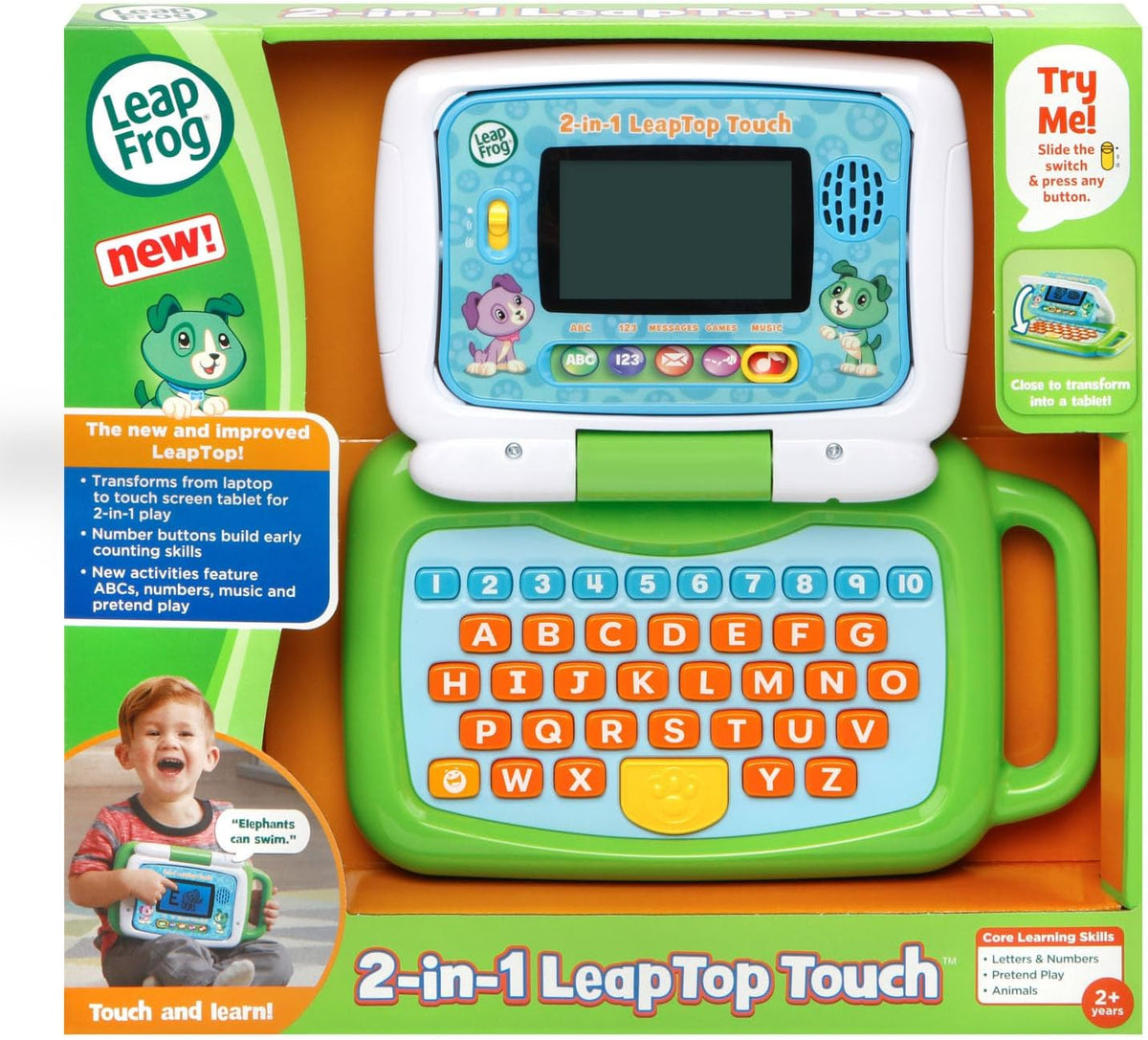 LeapFrog 2-in-1 LeapTop Touch – Uncluttered Educational Toy for Minimalist Homes, Single Device for Letters Numbers and Music