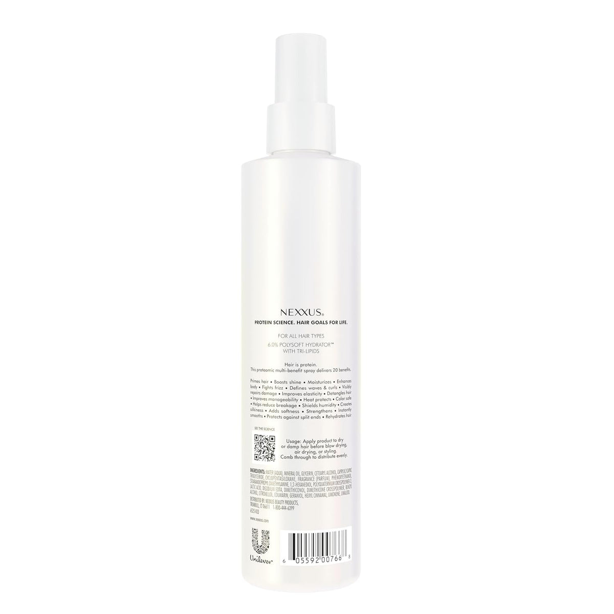 leave-in spray format for no-rinse, lightweight application on wet or dry hair