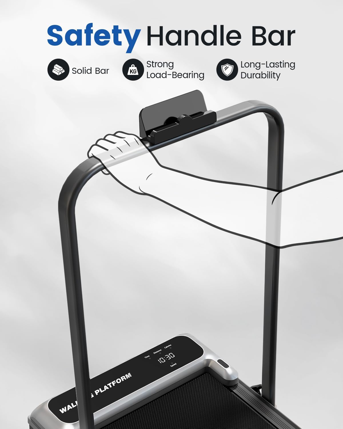 led display tracking duration, distance, speed, and calories with 0.6-3.8 mph adjustable range
