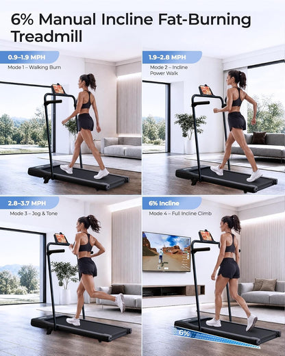 led display with remote control and pitpat app metric tracking (calories, distance, speed, time)