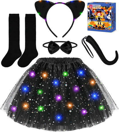 led three-layer tutu skirt with built-in light-up element