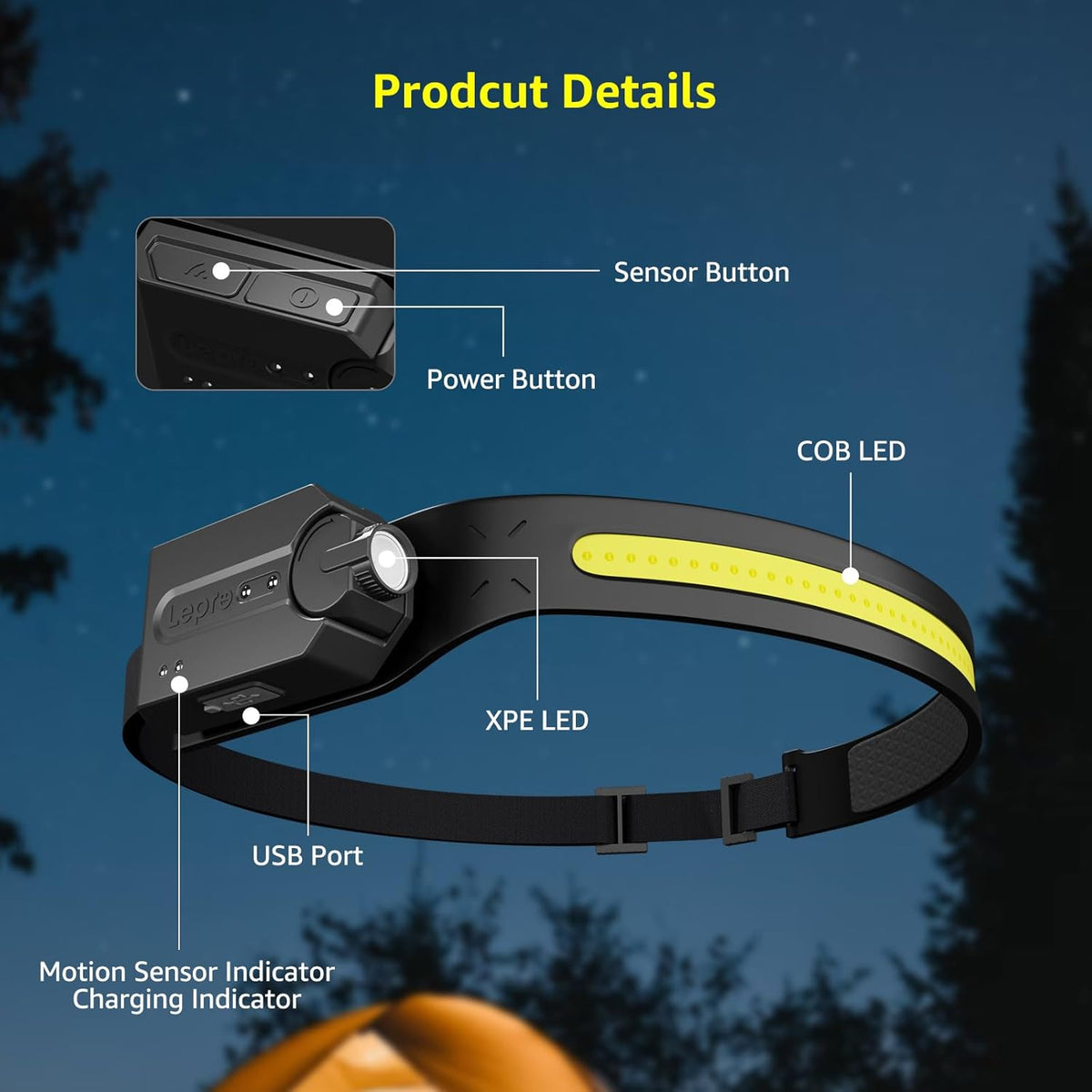 Lepro Rechargeable Emergency Headlight for Home, Car and Storm Shelter – No Batteries, No Fire Risk