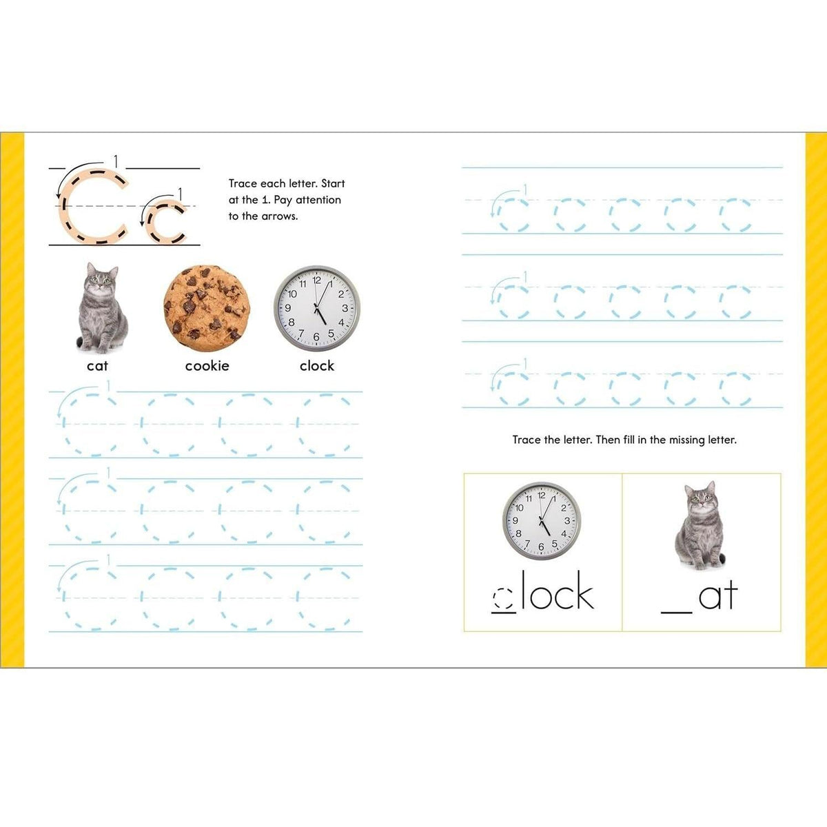 letter writing practice pages covering early alphabet formation