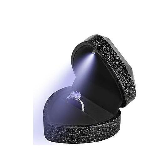 LETURE Heart Shaped Ring Box with LED Light – Luxury Heirloom Jewelry Storage for Fine Diamond Rings