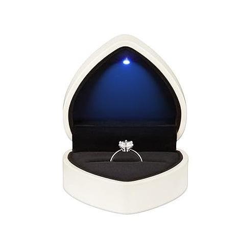 LETURE Heart Shaped Ring Box with LED Light – Luxury Heirloom Jewelry Storage for Fine Diamond Rings