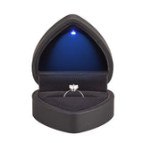 LETURE Heart Shaped Ring Box with LED Light – Luxury Heirloom Jewelry Storage for Fine Diamond Rings