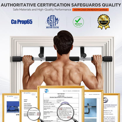 leverage-based no-screw mounting fitting standard 24"-32" doorways with 4.7"-8.27" depth
