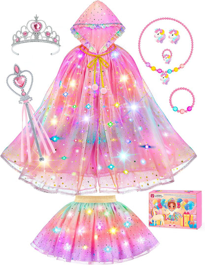 light-up unicorn princess cape with built-in illumination