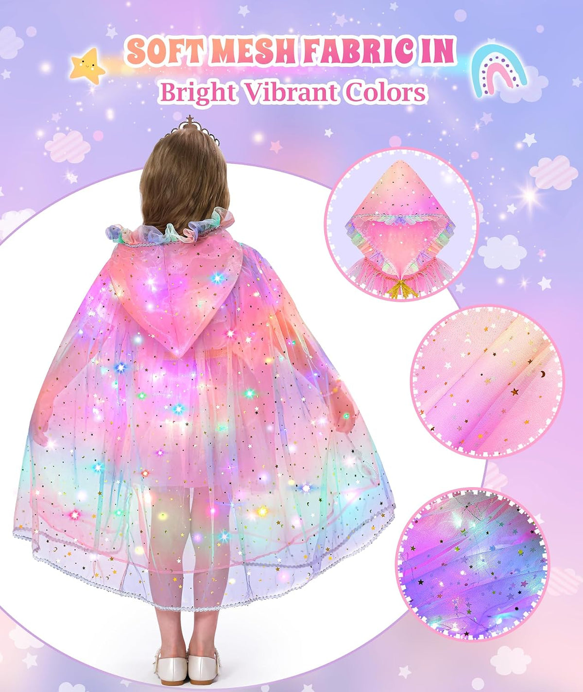 Light-Up Unicorn Princess Dress Up Set – Child-Friendly Cape Tiara and Skirt for Nursery and Kids Room